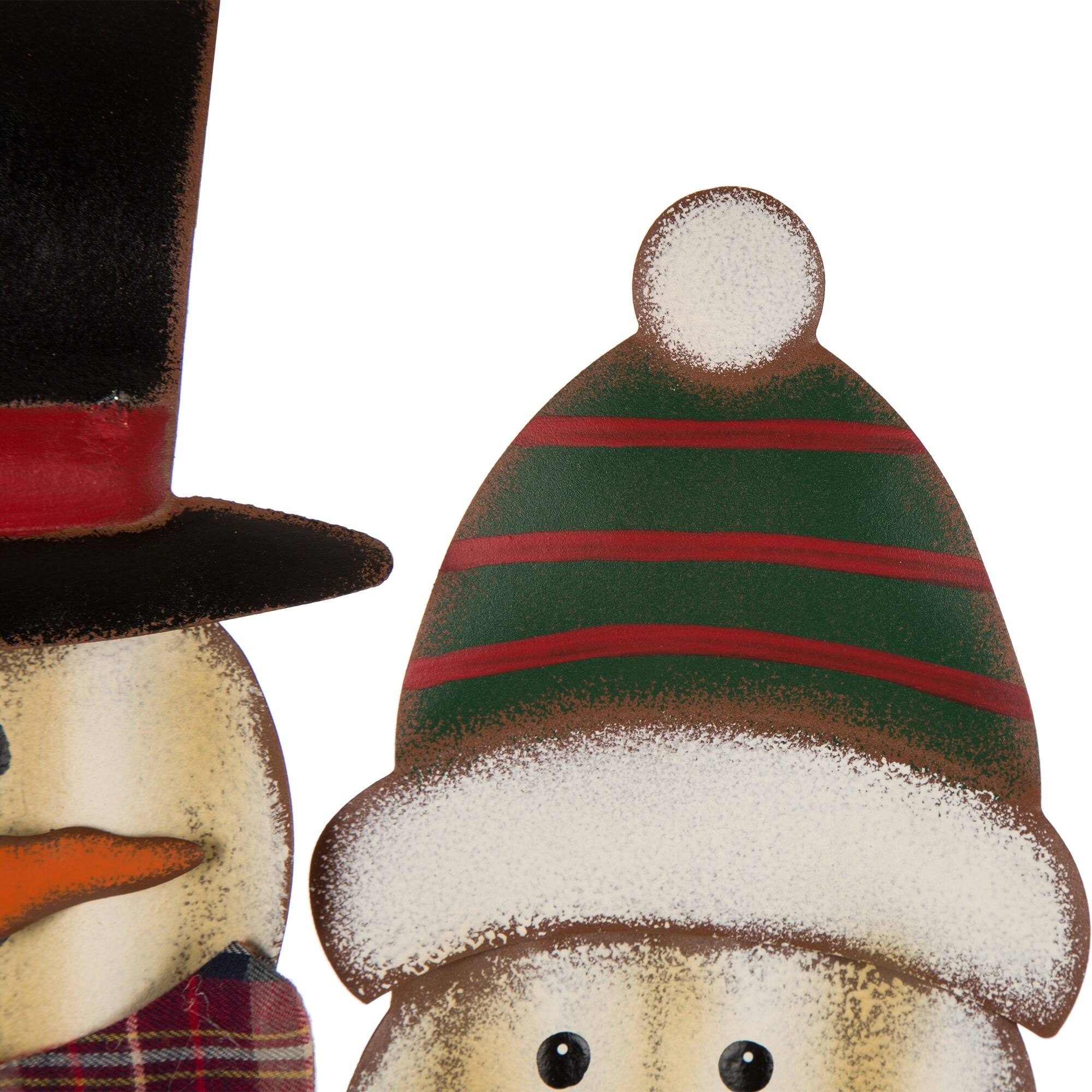 Glitzhome® 30" Metal Christmas Snowman Family Yard Stake